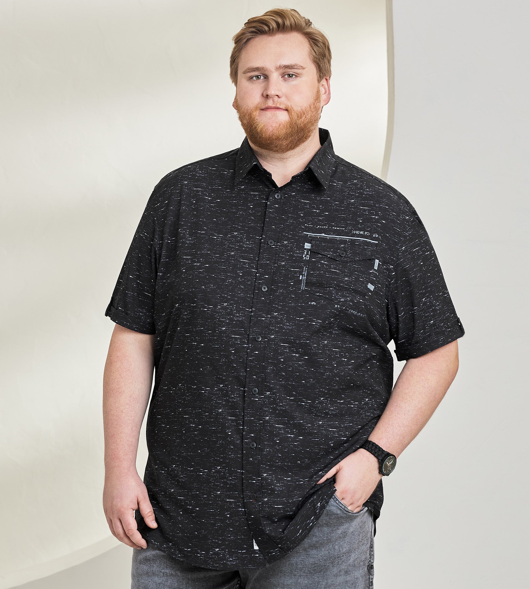 Textured Short-Sleeved Shirt