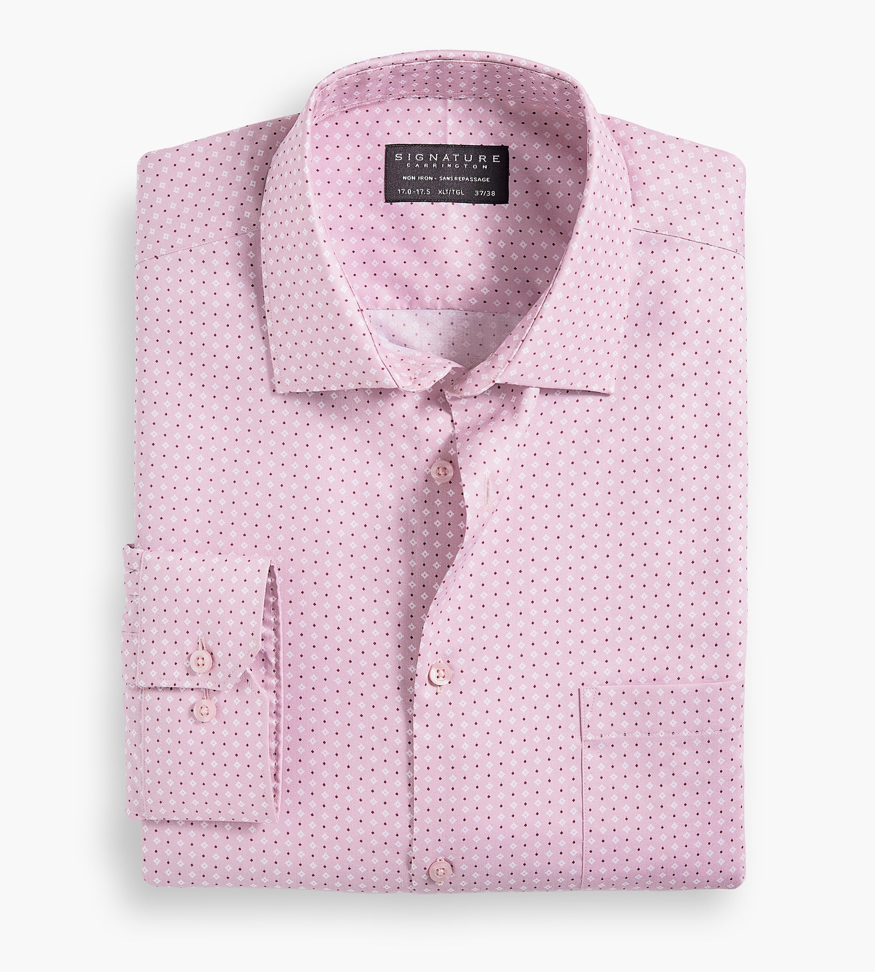 Classic Fit Non-Iron Printed Sateen Dress Shirt