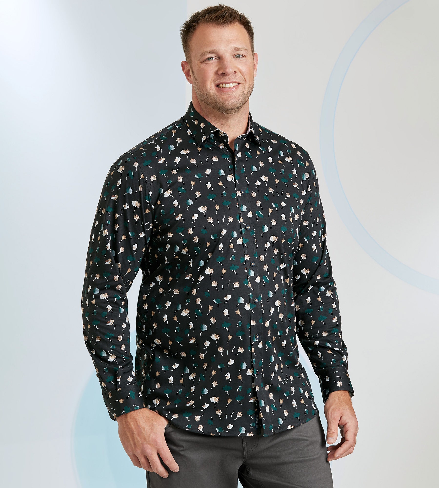 360° Stretch Leaf Print Shirt