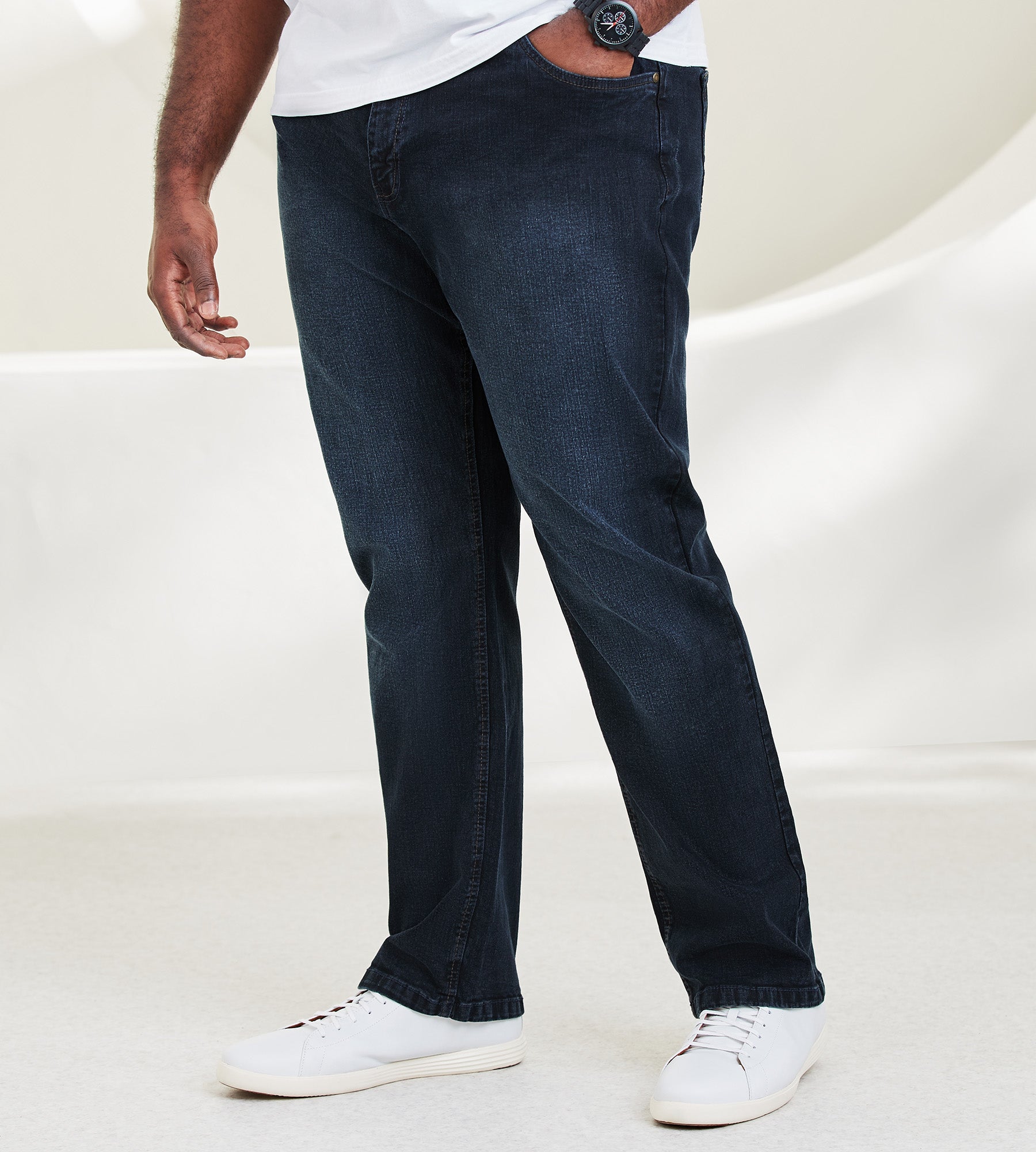 Men Extra Large Size Jeans Stretch Waist High Elastic Jeans Designer  Drawstring Straight Denim Pants Mens Casual Trousers,Light Blue,3XL