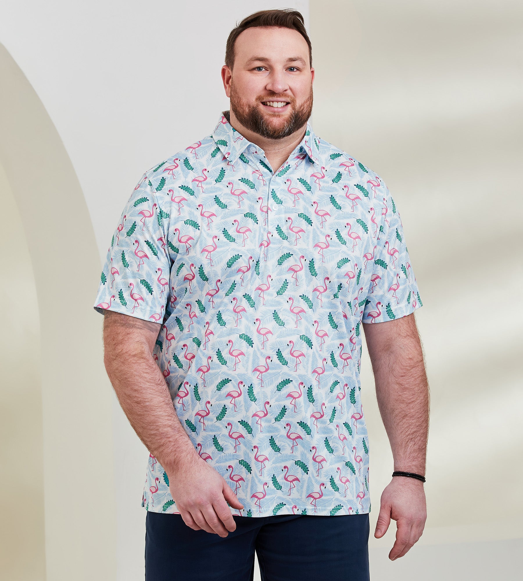 Active Flamingo Palm Tree Print Polo