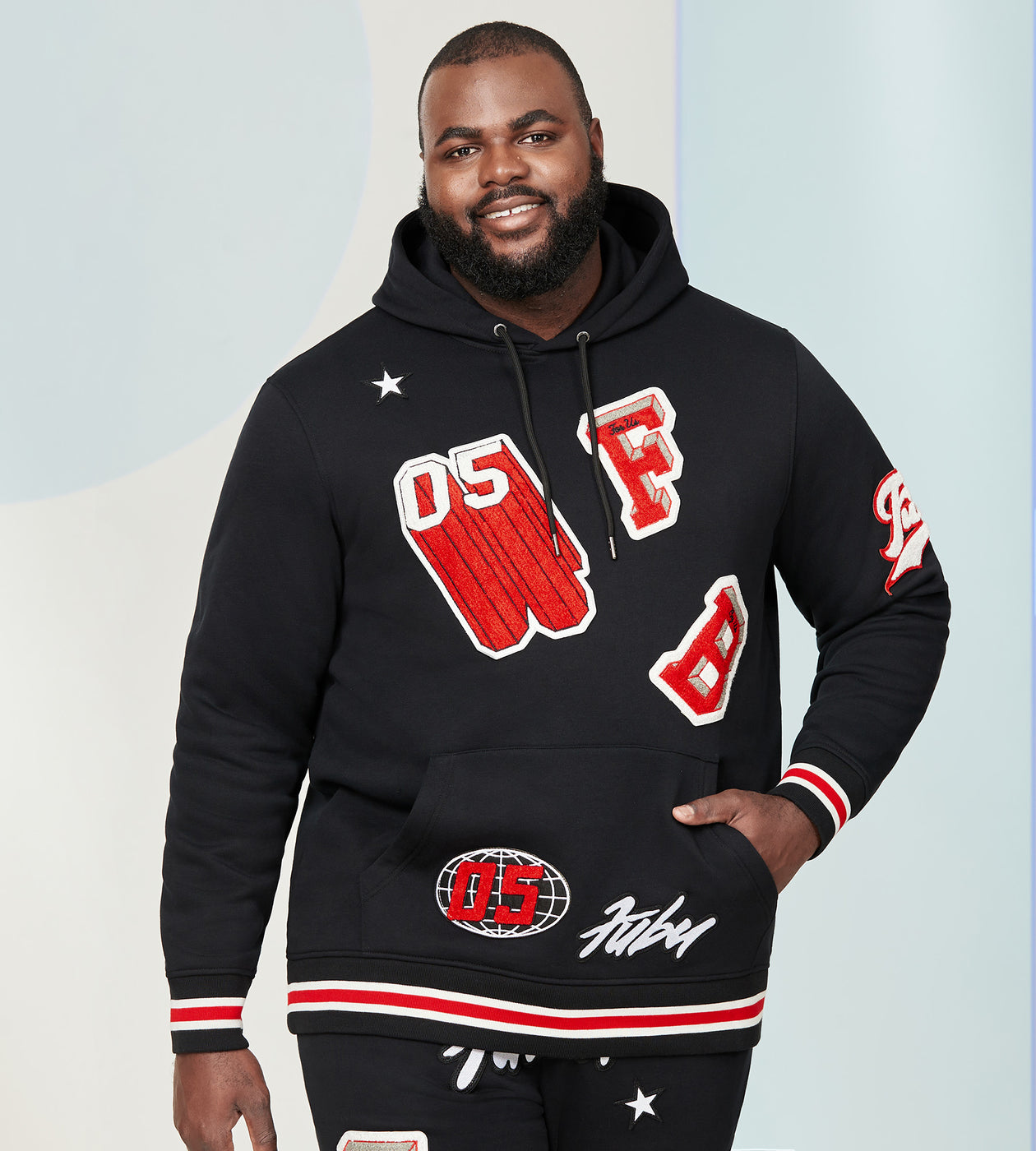 Patchwork Hoodie Fubu Mr. Big Tall Men s Clothing Shop online and in store for Hoodies designed for the plus size man shipping available across Canada